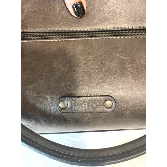 Simply Noelle Charcoal Gray Top Handle Purse Structured Hardware - Picture 9 of 14